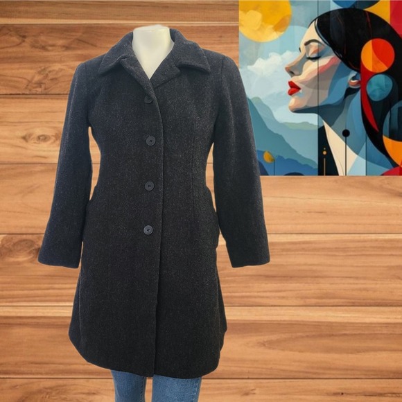 Anne Klein Women's Knee Length Gray Wool Mohair Coat Size 1 - Picture 1 of 9